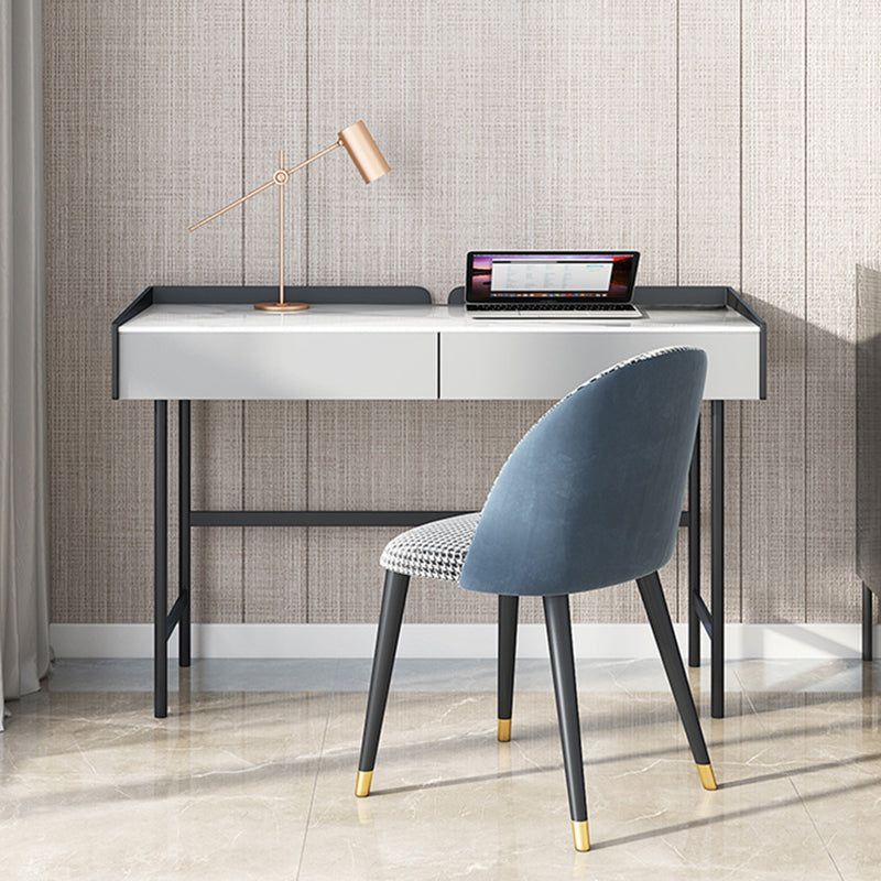 Scrivania rettangolare in pietra moderna 29,53 "scrivania alta con 2 cassetti