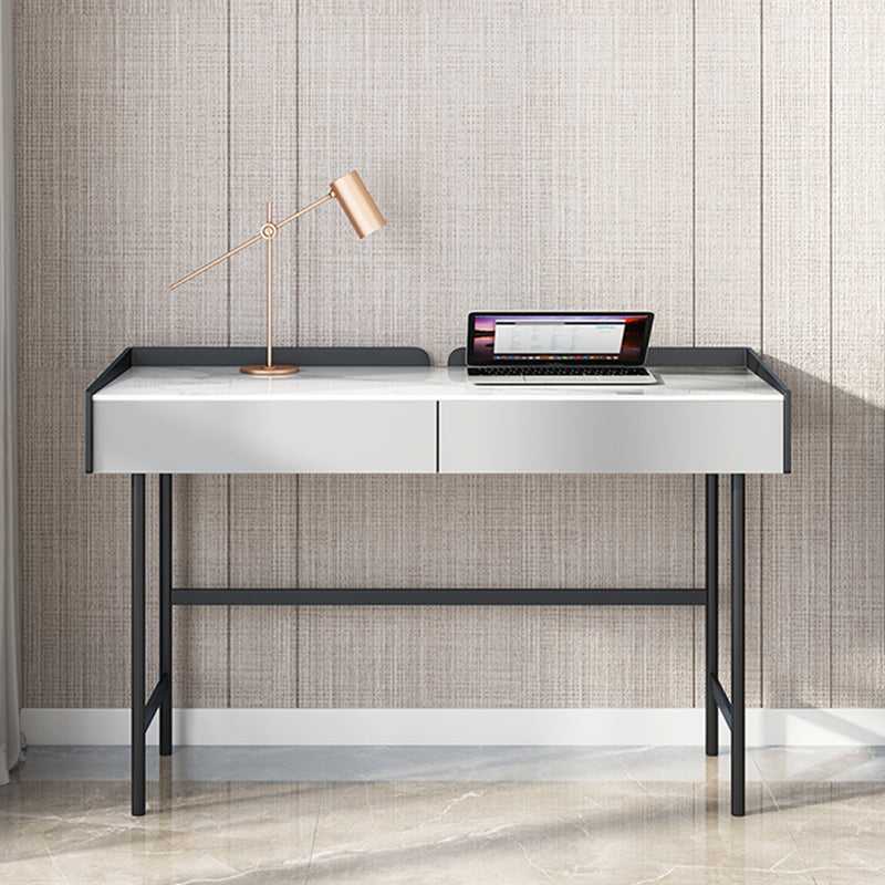 Stone Rectangular Office Desk Modern 29.53" Tall Writing Desk with 2 Drawers Clearhalo 'furn' 'furn_office_desk' 'Furniture' 'Office Desks' 'Office Furniture' 'office_desk' 6810886