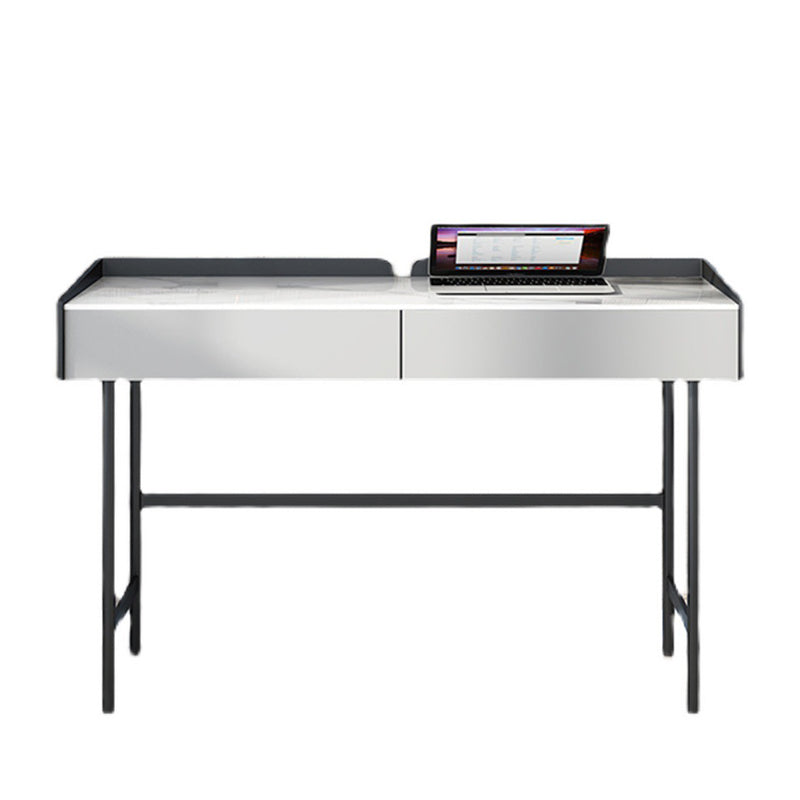 Stone Rectangular Office Desk Modern 29.53" Tall Writing Desk with 2 Drawers Clearhalo 'furn' 'furn_office_desk' 'Furniture' 'Office Desks' 'Office Furniture' 'office_desk' 6810888