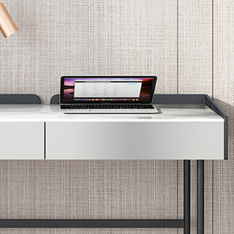 Stone Rectangular Office Desk Modern 29.53" Tall Writing Desk with 2 Drawers Clearhalo 'furn' 'furn_office_desk' 'Furniture' 'Office Desks' 'Office Furniture' 'office_desk' 6810889