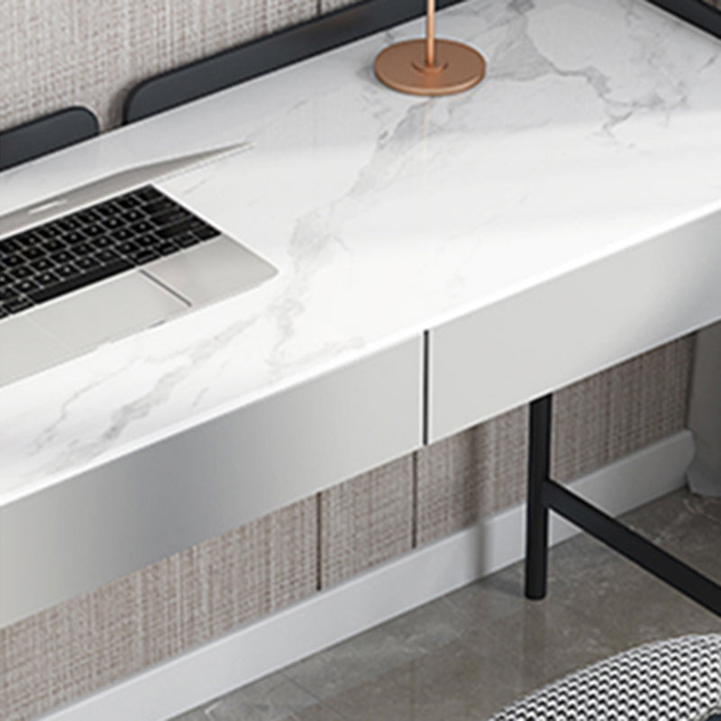 Scrivania rettangolare in pietra moderna 29,53 "scrivania alta con 2 cassetti