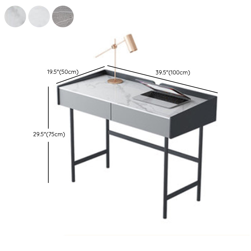 Stone Rectangular Office Desk Modern 29.53" Tall Writing Desk with 2 Drawers Clearhalo 'furn' 'furn_office_desk' 'Furniture' 'Office Desks' 'Office Furniture' 'office_desk' 6810892
