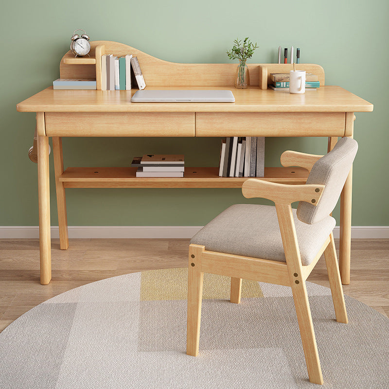 Rectangular Shaped Office Laptop Table Reversible in Natural Writing Desk With 1/2 Drawers 55.1"L x 23.6"W x 29.5"H Natural Clearhalo 'furn' 'furn_office_desk' 'Furniture' 'Office Desks' 'Office Furniture' 'office_desk' 6811031