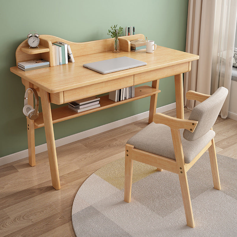 Rectangular Shaped Office Laptop Table Reversible in Natural Writing Desk With 1/2 Drawers 39.4"L x 21.7"W x 29.5"H Natural Clearhalo 'furn' 'furn_office_desk' 'Furniture' 'Office Desks' 'Office Furniture' 'office_desk' 6811032