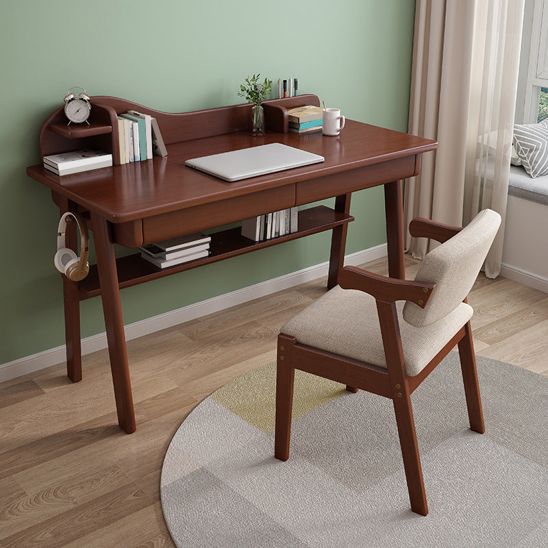 Rectangular Shaped Office Laptop Table Reversible in Natural Writing Desk With 1/2 Drawers Walnut Clearhalo 'furn' 'furn_office_desk' 'Furniture' 'Office Desks' 'Office Furniture' 'office_desk' 6811034