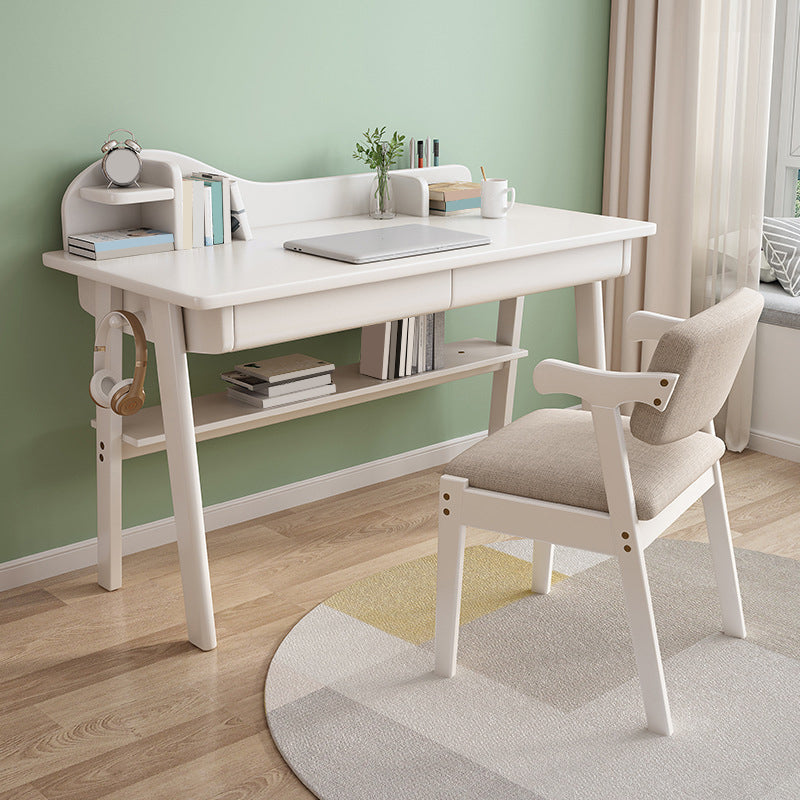 Rectangular Shaped Office Laptop Table Reversible in Natural Writing Desk With 1/2 Drawers White Clearhalo 'furn' 'furn_office_desk' 'Furniture' 'Office Desks' 'Office Furniture' 'office_desk' 6811035
