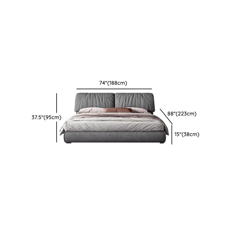 Modern Style Upholstered Headboard Grey Imitation Leather Bed Clearhalo 'Bedroom Furniture' 'Beds' 'furn' 'furn_beds' 'Furniture' 6811106