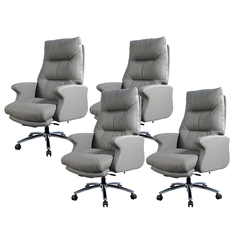 Las ruedas de silla ejecutiva de cuero gris contemporáneo incluyen silla de gerentes para la oficina