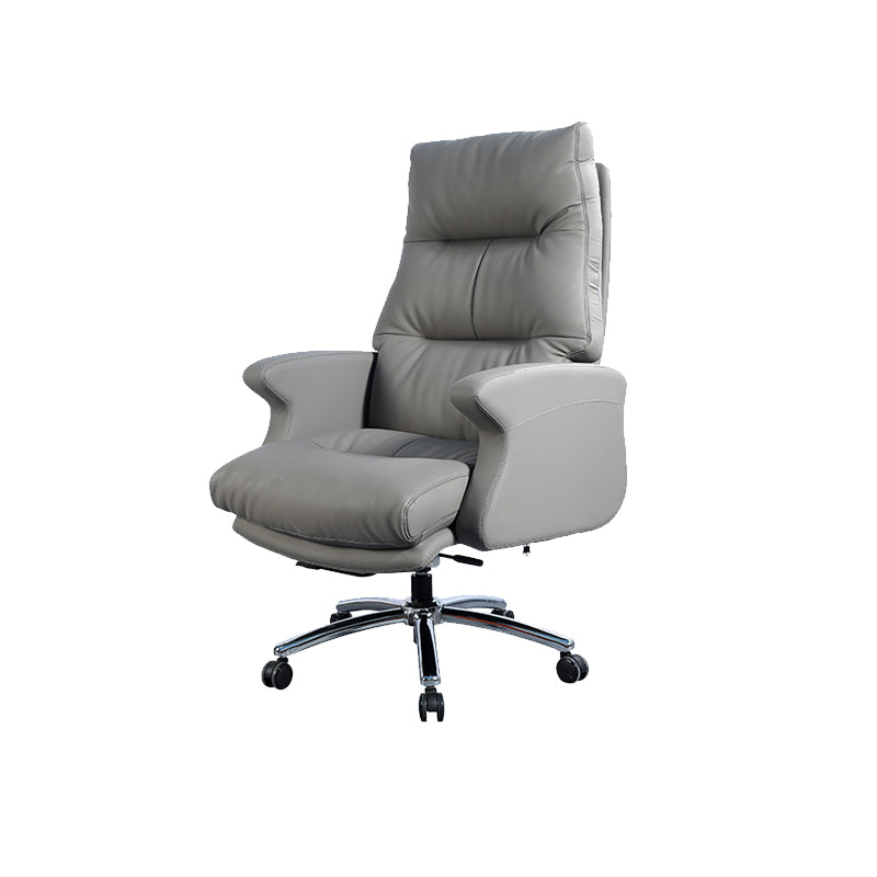 Las ruedas de silla ejecutiva de cuero gris contemporáneo incluyen silla de gerentes para la oficina
