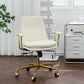 Leather Fixed Arms Desk Chair Modern No Distressing Ergonomic Office Chair with Wheels Off-White 1 Piece Gold Clearhalo 'furn' 'furn_office_chair' 'Furniture' 'Office Chairs' 'Office Furniture' 'office_chair' 6811174