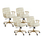 Leather Fixed Arms Desk Chair Modern No Distressing Ergonomic Office Chair with Wheels White 4 Piece Set Gold Clearhalo 'furn' 'furn_office_chair' 'Furniture' 'Office Chairs' 'Office Furniture' 'office_chair' 6811179