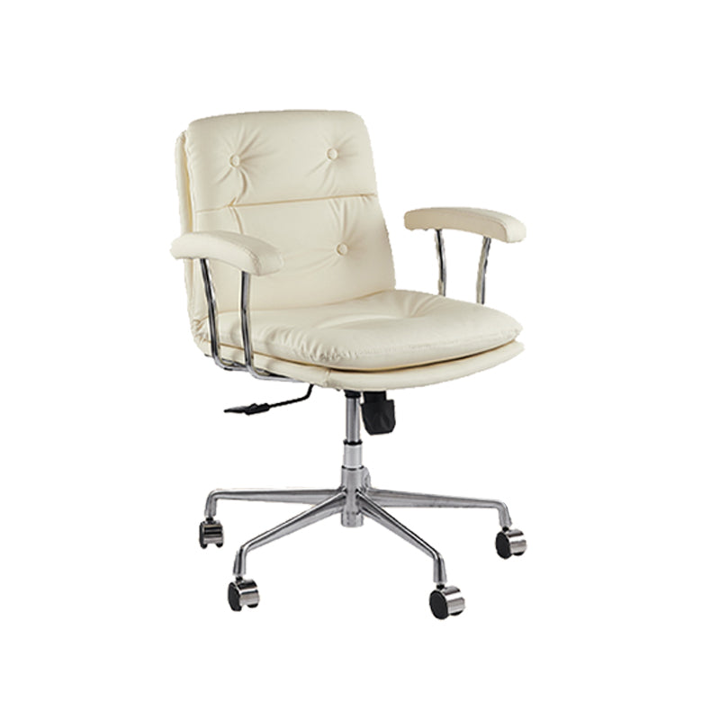 Leather Fixed Arms Desk Chair Modern No Distressing Ergonomic Office Chair with Wheels Clearhalo 'furn' 'furn_office_chair' 'Furniture' 'Office Chairs' 'Office Furniture' 'office_chair' 6811182