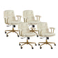 Leather Fixed Arms Desk Chair Modern No Distressing Ergonomic Office Chair with Wheels Cream 4 Piece Set Gold Clearhalo 'furn' 'furn_office_chair' 'Furniture' 'Office Chairs' 'Office Furniture' 'office_chair' 6811187
