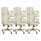 Leather Fixed Arms Desk Chair Modern No Distressing Ergonomic Office Chair with Wheels Cream 6 Piece Set Gold Clearhalo 'furn' 'furn_office_chair' 'Furniture' 'Office Chairs' 'Office Furniture' 'office_chair' 6811189