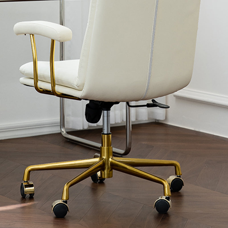 Leather Fixed Arms Desk Chair Modern No Distressing Ergonomic Office Chair with Wheels Clearhalo 'furn' 'furn_office_chair' 'Furniture' 'Office Chairs' 'Office Furniture' 'office_chair' 6811191