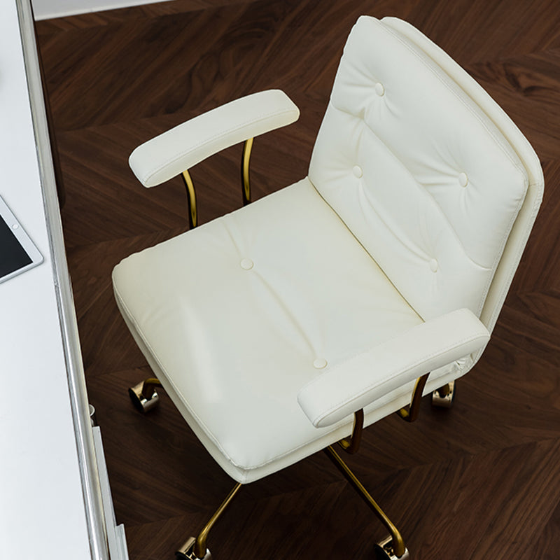 Leather Fixed Arms Desk Chair Modern No Distressing Ergonomic Office Chair with Wheels Clearhalo 'furn' 'furn_office_chair' 'Furniture' 'Office Chairs' 'Office Furniture' 'office_chair' 6811192