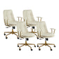Leather Fixed Arms Desk Chair Modern No Distressing Ergonomic Office Chair with Wheels Off-White 4 Piece Set Gold Clearhalo 'furn' 'furn_office_chair' 'Furniture' 'Office Chairs' 'Office Furniture' 'office_chair' 6811194