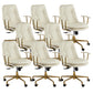 Leather Fixed Arms Desk Chair Modern No Distressing Ergonomic Office Chair with Wheels Off-White 8 Piece Set Gold Clearhalo 'furn' 'furn_office_chair' 'Furniture' 'Office Chairs' 'Office Furniture' 'office_chair' 6811196