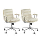 Leather Fixed Arms Desk Chair Modern No Distressing Ergonomic Office Chair with Wheels White 2 Piece Set Silver Clearhalo 'furn' 'furn_office_chair' 'Furniture' 'Office Chairs' 'Office Furniture' 'office_chair' 6811197