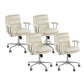 Leather Fixed Arms Desk Chair Modern No Distressing Ergonomic Office Chair with Wheels White 4 Piece Set Silver Clearhalo 'furn' 'furn_office_chair' 'Furniture' 'Office Chairs' 'Office Furniture' 'office_chair' 6811198
