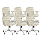 Leather Fixed Arms Desk Chair Modern No Distressing Ergonomic Office Chair with Wheels White 6 Piece Set Silver Clearhalo 'furn' 'furn_office_chair' 'Furniture' 'Office Chairs' 'Office Furniture' 'office_chair' 6811199