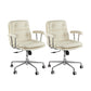 Leather Fixed Arms Desk Chair Modern No Distressing Ergonomic Office Chair with Wheels Cream 2 Piece Set Silver Clearhalo 'furn' 'furn_office_chair' 'Furniture' 'Office Chairs' 'Office Furniture' 'office_chair' 6811202