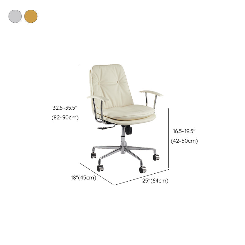 Leather Fixed Arms Desk Chair Modern No Distressing Ergonomic Office Chair with Wheels Clearhalo 'furn' 'furn_office_chair' 'Furniture' 'Office Chairs' 'Office Furniture' 'office_chair' 6811210
