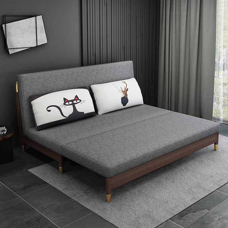 Modern Slipcovered Sofa Bed Solid Wood Upholstered Sofa Bed with Box Cotton Blend Clearhalo 'furn' 'furn_futons' 'Furniture' 'Futons & Daybeds' 'Futons' 'Living Room Furniture' 6811513