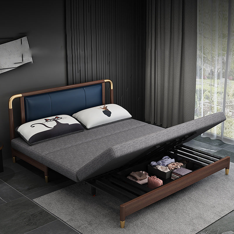 Modern Slipcovered Sofa Bed Solid Wood Upholstered Sofa Bed with Box Clearhalo 'furn' 'furn_futons' 'Furniture' 'Futons & Daybeds' 'Futons' 'Living Room Furniture' 6811514