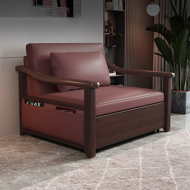 Canapé-lit en caoutchouc avec boîte de canapé de bras incliné en faux cuir en cuir en cuir