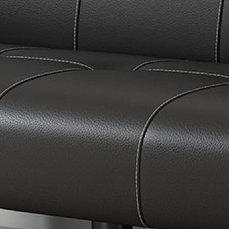 Sofá de cuero con cama de sofá tapizado contemporáneo de cuero PU en negro