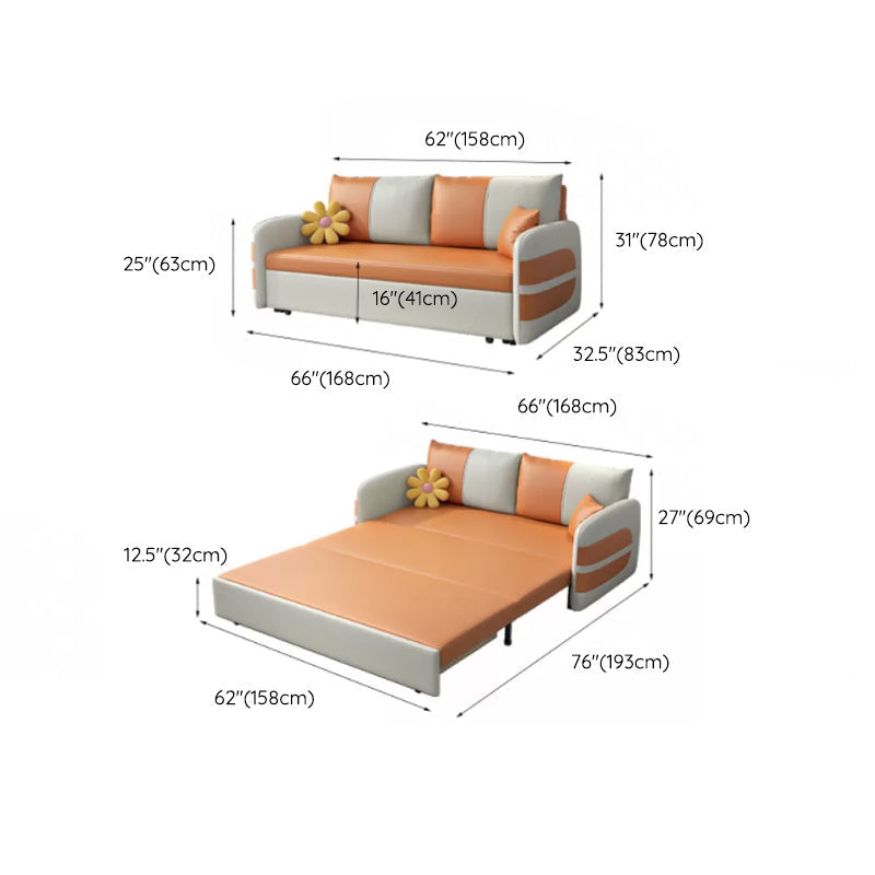 Scandinavain futon canapé-lit faux rangement en cuir futon avec matelas