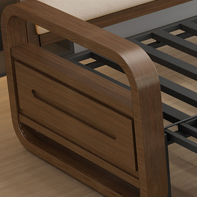 Sleeper tapizado en un futón y colchón de madera maciza gris con almacenamiento