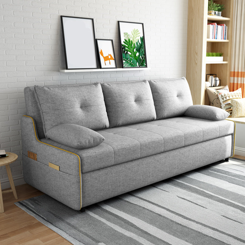 STOCK FUTON in futon e materasso in tessuto moderno grigio con cuscini