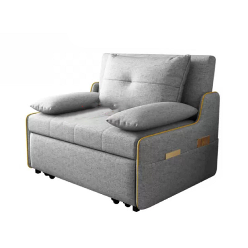 STOCK FUTON in futon e materasso in tessuto moderno grigio con cuscini