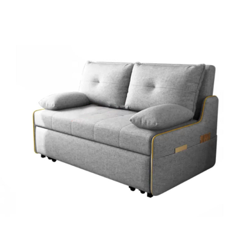 STOCK FUTON in futon e materasso in tessuto moderno grigio con cuscini