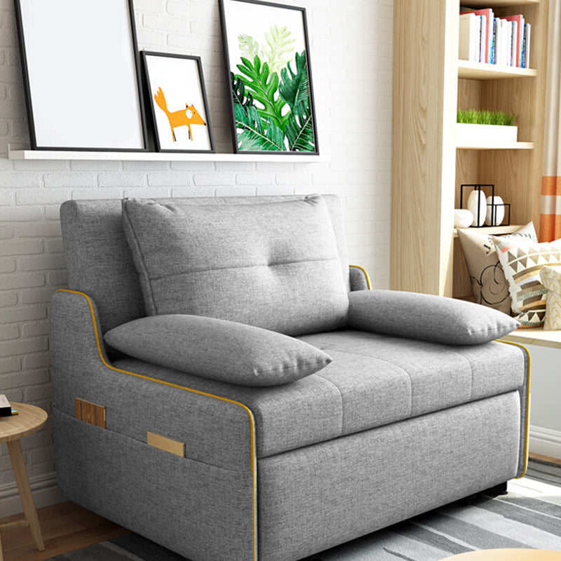 STOCK FUTON in futon e materasso in tessuto moderno grigio con cuscini