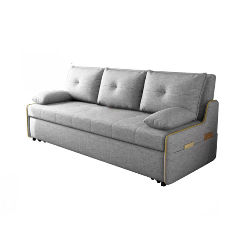 STOCK FUTON in futon e materasso in tessuto moderno grigio con cuscini