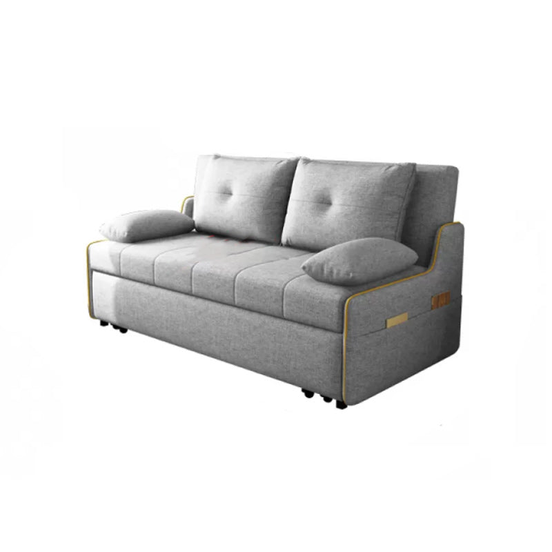 STOCK FUTON in futon e materasso in tessuto moderno grigio con cuscini