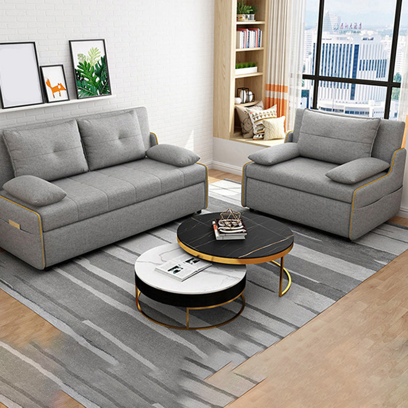 STOCK FUTON in futon e materasso in tessuto moderno grigio con cuscini