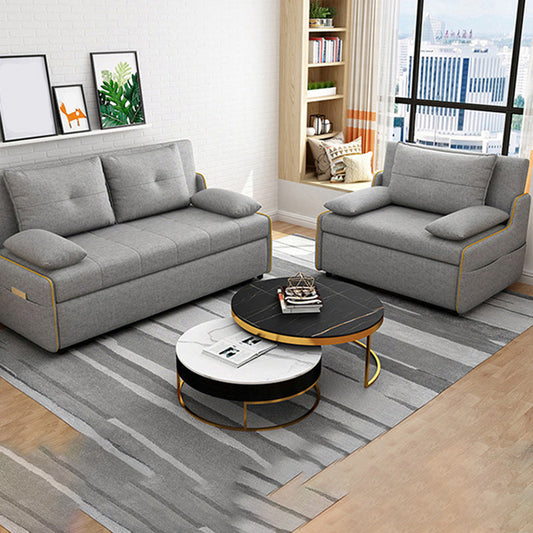 STOCK FUTON in futon e materasso in tessuto moderno grigio con cuscini
