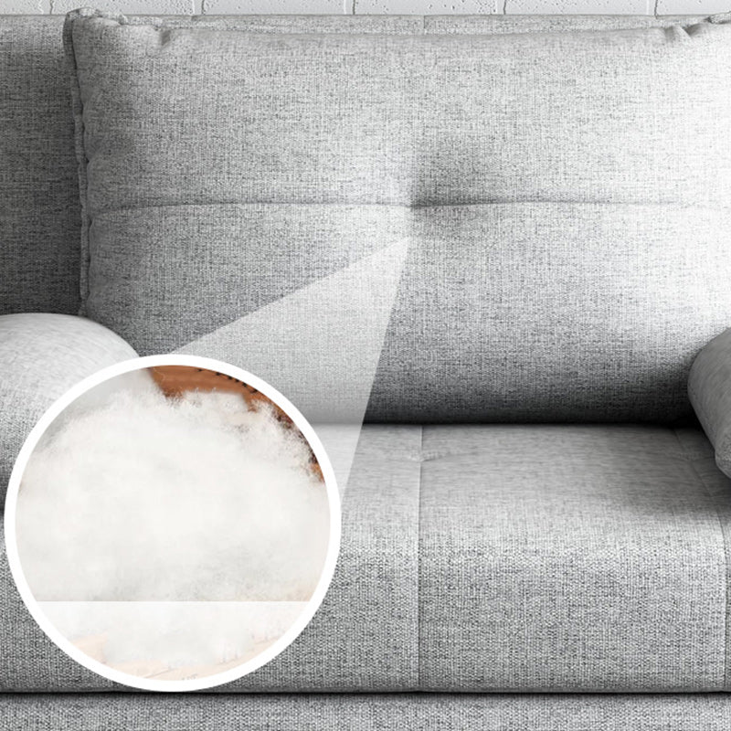 STOCK FUTON in futon e materasso in tessuto moderno grigio con cuscini