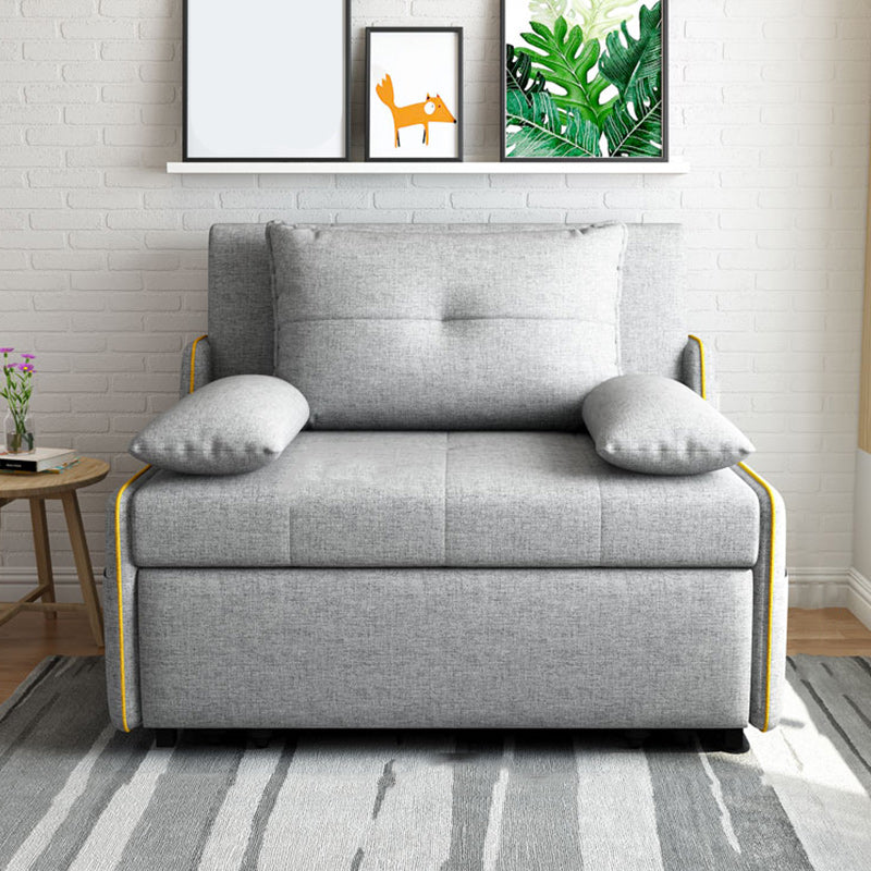 STOCK FUTON in futon e materasso in tessuto moderno grigio con cuscini