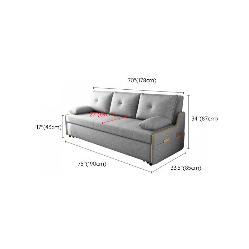 STOCK FUTON in futon e materasso in tessuto moderno grigio con cuscini