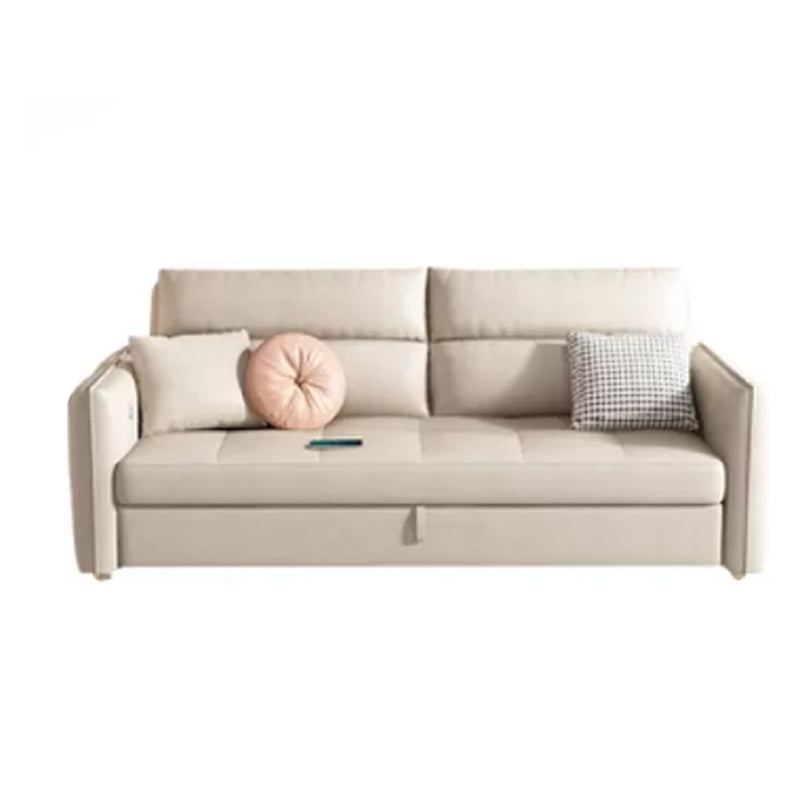 33"H Scandinavian Sofa Bed White Cushion Back Sleeper Sofa with Storage Horizontal Clearhalo 'furn' 'furn_futons' 'Furniture' 'Futons & Daybeds' 'Futons' 'Living Room Furniture' 6811762