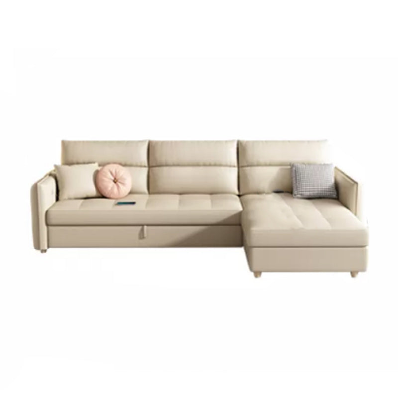 33"H Scandinavian Sofa Bed White Cushion Back Sleeper Sofa with Storage 87"L x 63"W x 33"H Right Clearhalo 'furn' 'furn_futons' 'Furniture' 'Futons & Daybeds' 'Futons' 'Living Room Furniture' 6811763