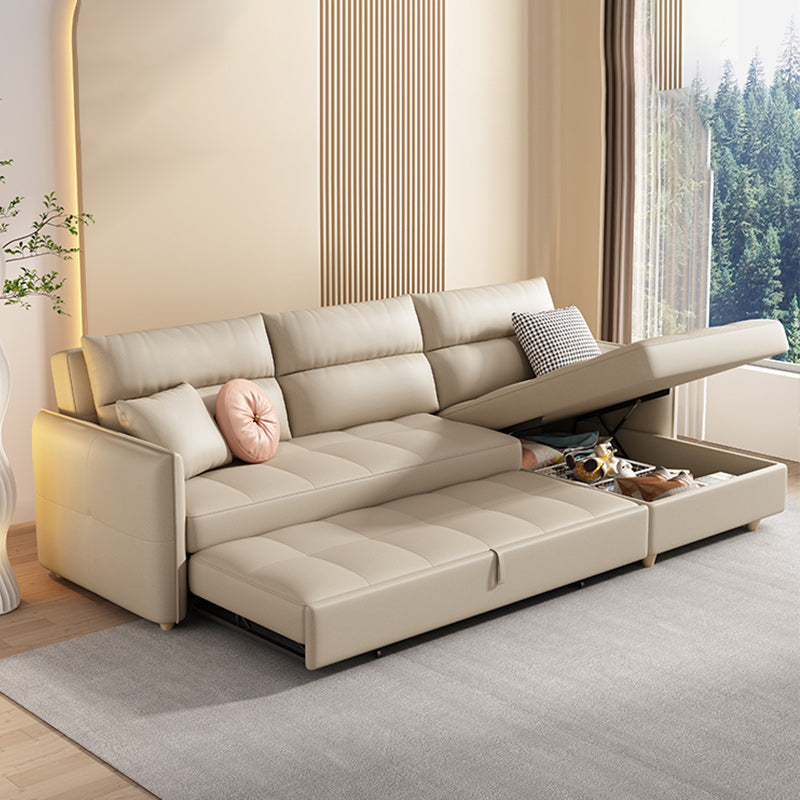 33"H Scandinavian Sofa Bed White Cushion Back Sleeper Sofa with Storage Clearhalo 'furn' 'furn_futons' 'Furniture' 'Futons & Daybeds' 'Futons' 'Living Room Furniture' 6811764