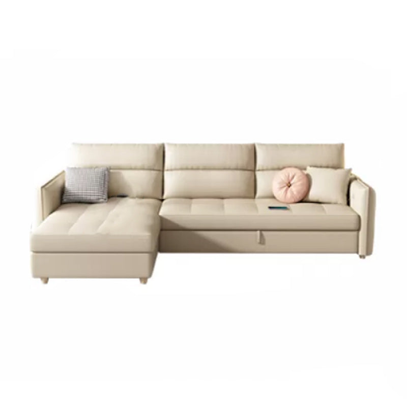 33"H Scandinavian Sofa Bed White Cushion Back Sleeper Sofa with Storage Left Clearhalo 'furn' 'furn_futons' 'Furniture' 'Futons & Daybeds' 'Futons' 'Living Room Furniture' 6811765