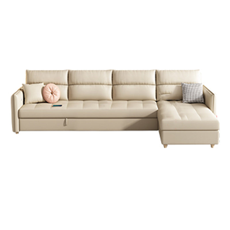 33"H Scandinavian Sofa Bed White Cushion Back Sleeper Sofa with Storage Right Clearhalo 'furn' 'furn_futons' 'Furniture' 'Futons & Daybeds' 'Futons' 'Living Room Furniture' 6811767