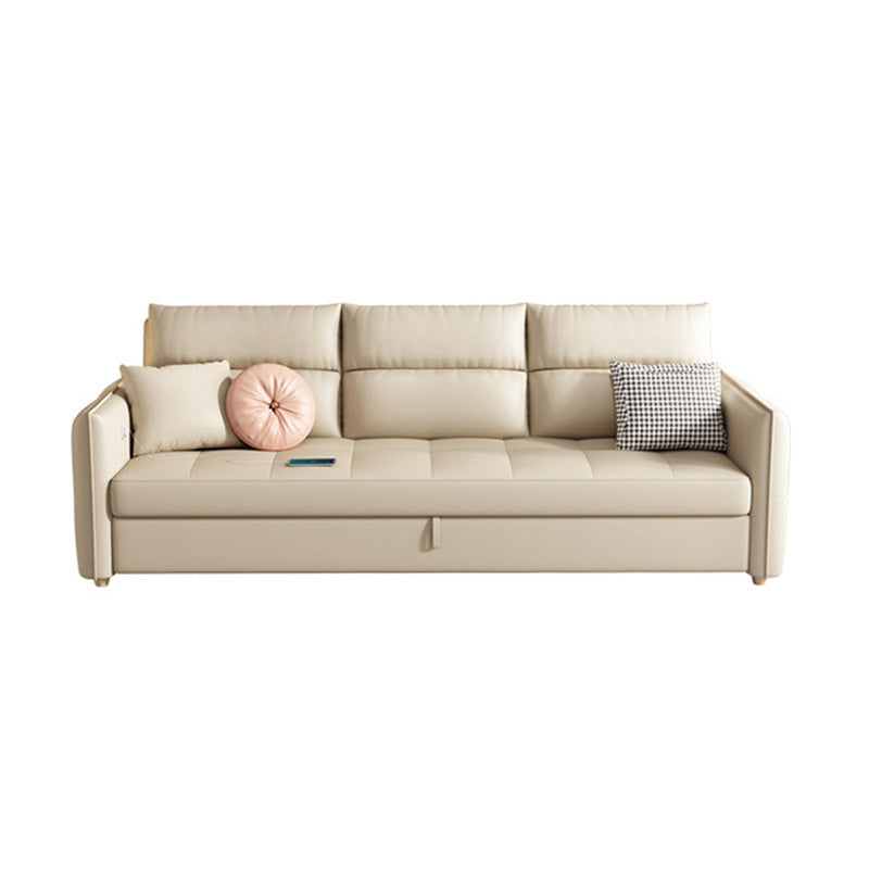 33"H Scandinavian Sofa Bed White Cushion Back Sleeper Sofa with Storage Horizontal Clearhalo 'furn' 'furn_futons' 'Furniture' 'Futons & Daybeds' 'Futons' 'Living Room Furniture' 6811769